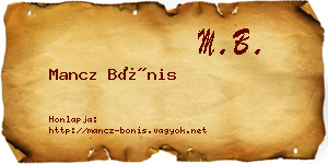 Mancz Bónis névjegykártya